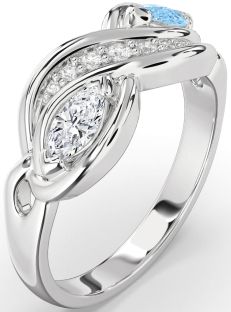 Diamond Silver Marquise Two Stone Promise Ring