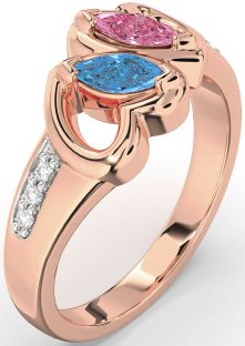 Diamond Rose Gold Heart Two Stone Promise Ring