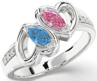 Diamond White Gold Heart Two Stone Promise Ring