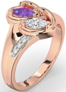 Diamond Rose Gold Heart Two Stone Promise Ring