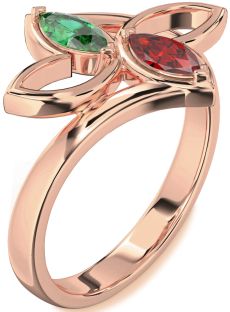 Rose Gold Butterfly Marquise Two Stone Promise Ring