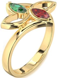 Gold Butterfly Marquise Two Stone Promise Ring