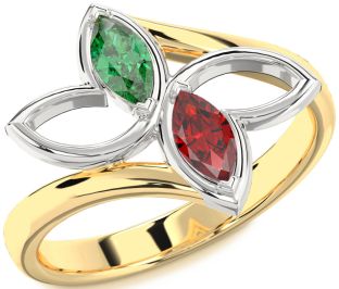 Platinum & Yellow Gold Butterfly Marquise Two Stone Promise Ring