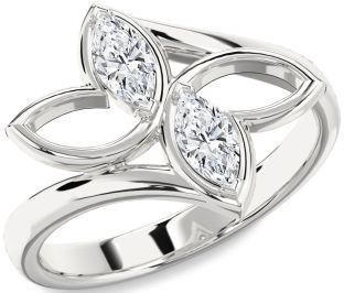 Diamond Platinum Butterfly Marquise Two Stone Ring
