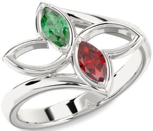 Platinum Butterfly Marquise Two Stone Promise Ring