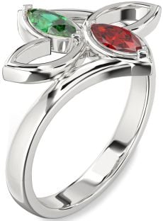 Platinum Butterfly Marquise Two Stone Promise Ring