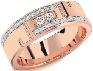 Men's Diamond Rose Gold Round Two Stone Ring