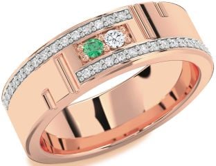 Men's Diamond Rose Gold Round Two Stone Promise Ring