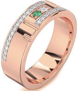 Men's Diamond Rose Gold Round Two Stone Promise Band Ring
