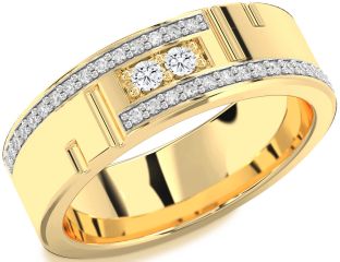 Men's Diamond Gold Round Two Stone Ring