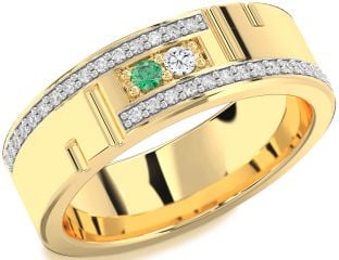 Men's Diamond Gold Round Two Stone Promise Ring
