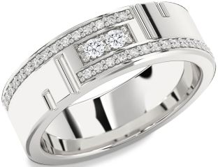 Men's Diamond Platinum Round Two Stone Ring