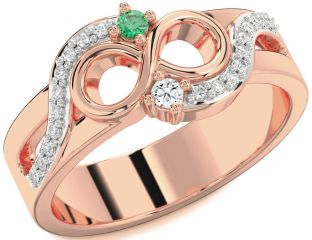 Diamond Rose Gold Infinity Round Two Stone Promise Ring