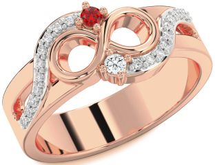 Diamond Rose Gold Infinity Round Two Stone Promise Ring