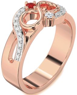 Diamond Rose Gold Infinity Round Two Stone Promise Ring