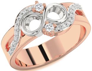 Diamond White Rose Gold Infinity Round Two Stone Ring