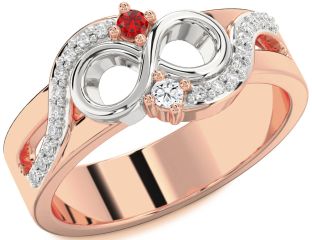 Diamond Platinum & Rose Gold Infinity Round Two Stone Promise Ring