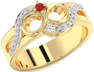 Diamond Gold Infinity Round Two Stone Promise Ring