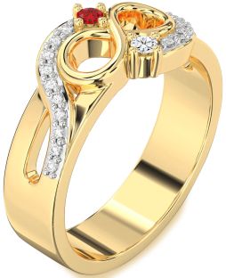Diamond Gold Infinity Round Two Stone Promise Ring