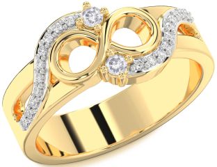 Salt & Pepper Diamond Gold Infinity Round Two Stone Ring