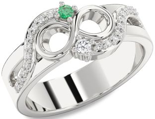 Diamond Silver Infinity Round Two Stone Promise Ring