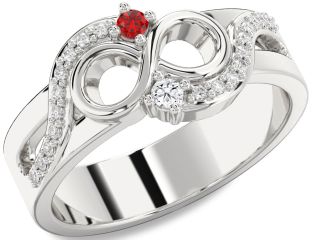 Diamond Platinum Infinity Round Two Stone Promise Ring