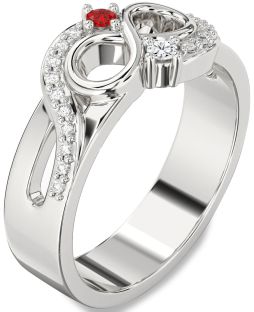Diamond Platinum Infinity Round Two Stone Promise Ring