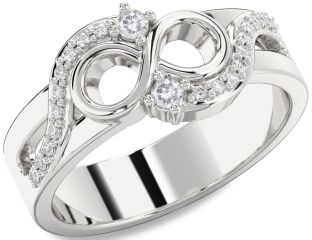 Salt & Pepper Diamond Silver Infinity Round Two Stone Ring