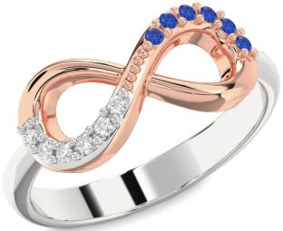 Silver & 10K Rose Gold Infinity Round Promise Ring