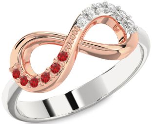 White Rose Gold Infinity Round Promise Ring