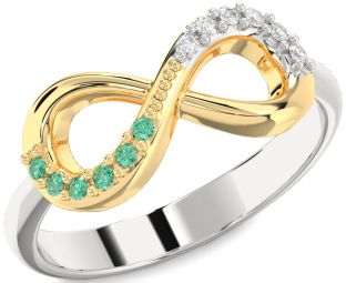Silver & 10K gold Infinity Round Promise Ring