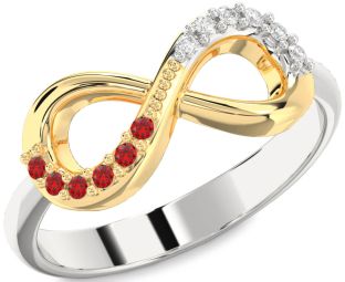 Silver & 10K gold Infinity Round Promise Ring