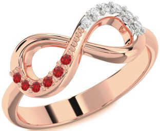 Rose Gold Silver Infinity Round Promise Ring