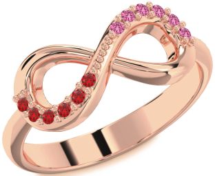 Rose Gold Silver Infinity Round Promise Ring