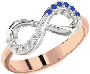 Rose Gold Silver Infinity Round Promise Ring