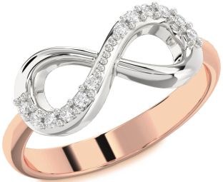 Diamond White Rose Gold Infinity Round Ring