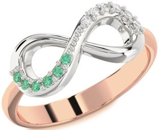 Rose Gold Silver Infinity Round Promise Ring