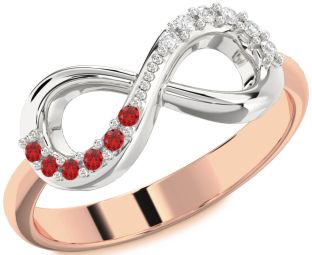 Rose Gold Silver Infinity Round Promise Ring