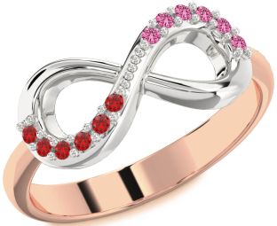 Rose Gold Silver Infinity Round Promise Ring