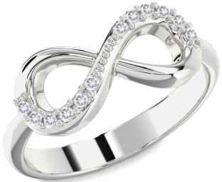 Salt & Pepper Diamond Silver Infinity Round Ring