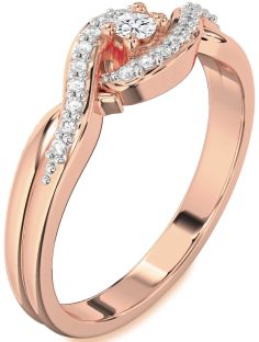 Diamond Rose Gold Knot Round Pave Promise Ring