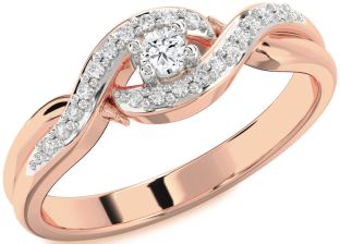 Diamond White Rose Gold Knot Round Promise Ring