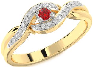 Diamond Ruby Platinum & Yellow Gold Knot Round Promise Ring