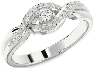 Diamond Platinum Knot Round Promise Ring