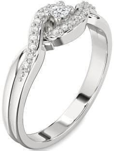 Diamond White Gold Knot Round Pave Promise Ring