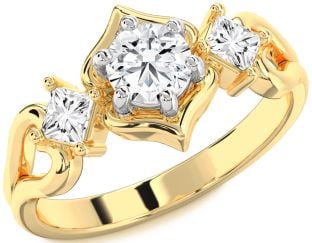 Diamond White Yellow Gold Round Solitaire Engagement Ring