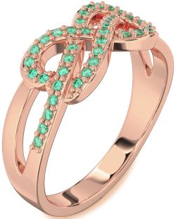 Emerald Rose Gold Infinity Ring