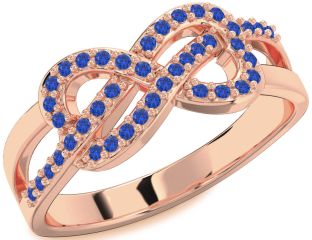 Blue Sapphire Rose Gold Silver Infinity Ring