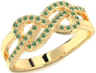 Green Diamond Gold Infinity Ring