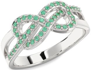 Emerald Silver Infinity Ring